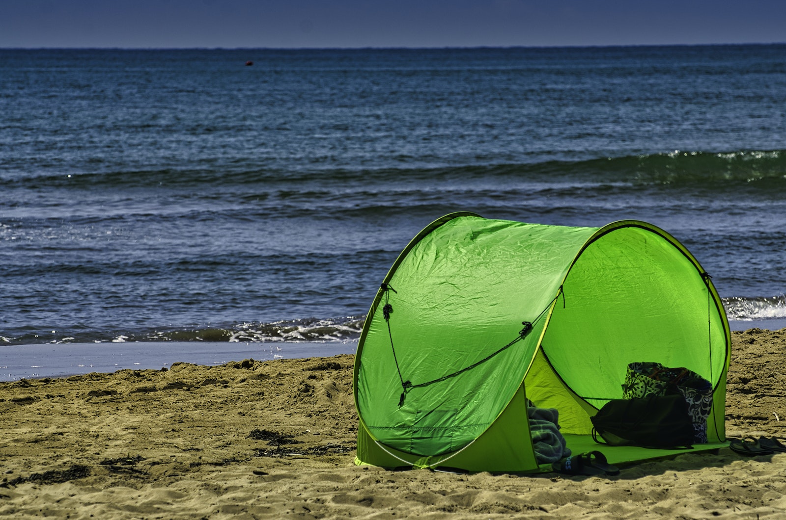 Green Dome Tent on Beach